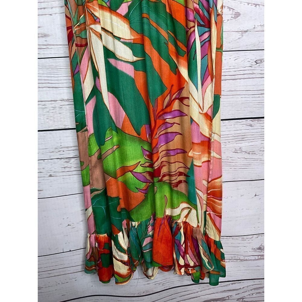 True Destination V Neck Dress Multicolor Tropical Leaf Print Sleeveless Casual S - Picture 6 of 11